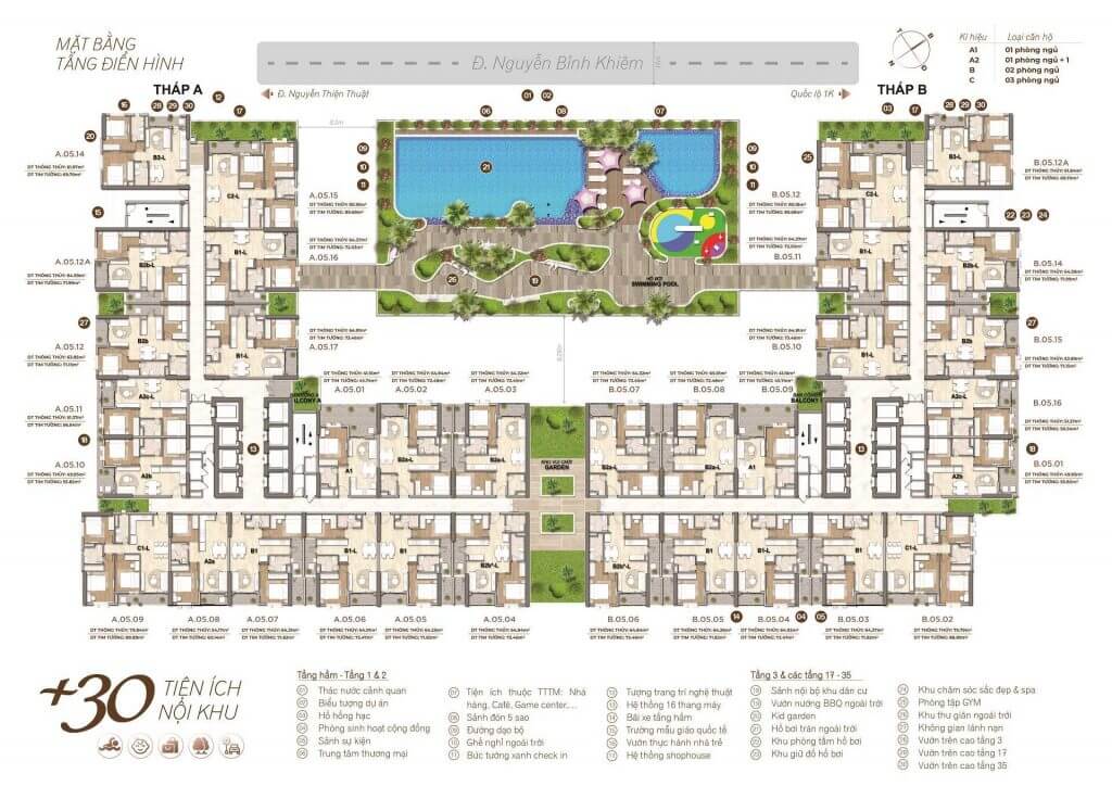 Mặt bằng căn hộ HT Pearl Dĩ An Bình Dương