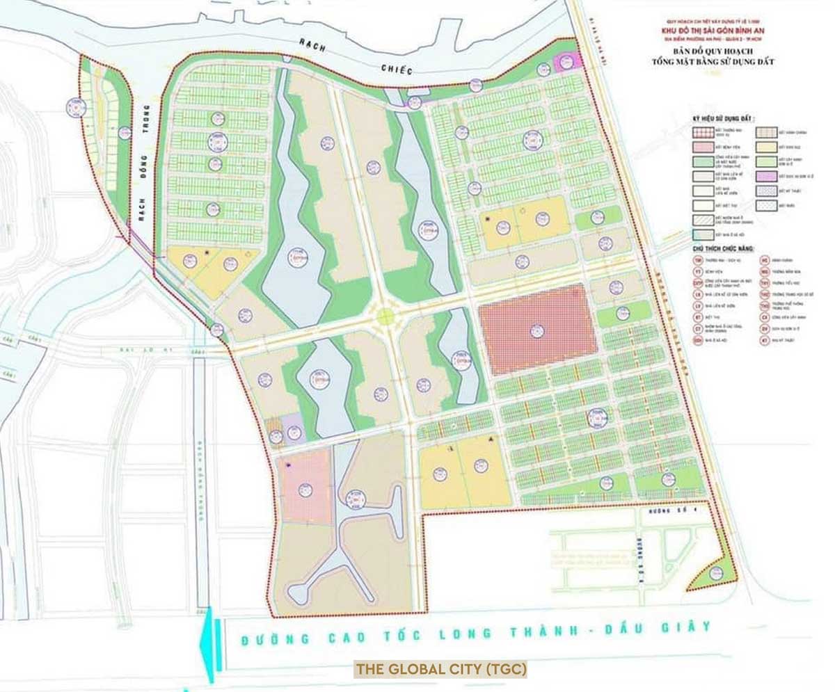 Mặt bằng tổng thể dự án khu đô thị The Global City quận 2 chủ đầu tư Masterise Homes