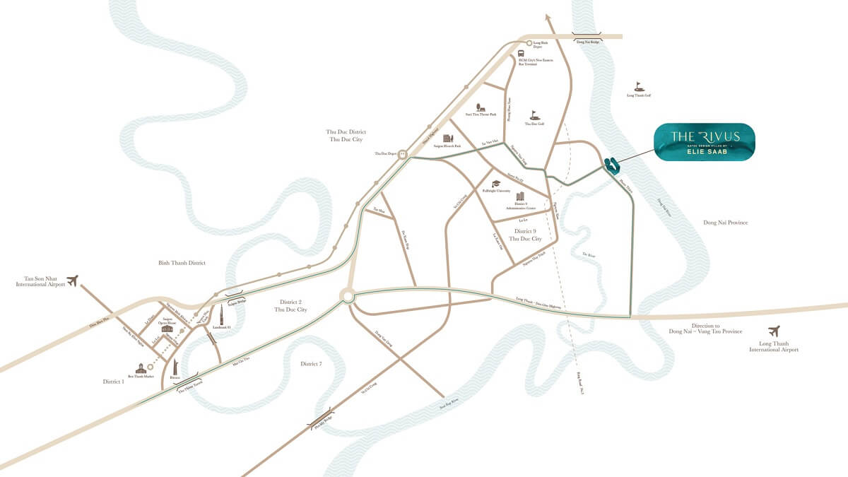 Vị trí dự án dinh thự The Rivus Elia Saab quận 9