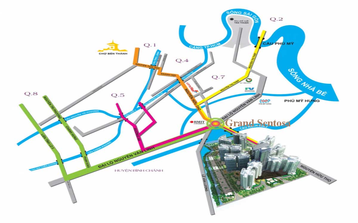 Vị trí dự án căn hộ Grand Sentosa Novaland Nhà Bè